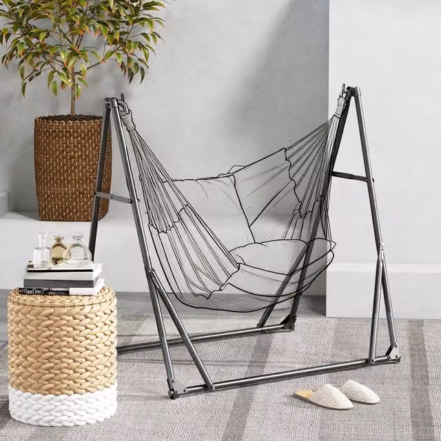 Soporte para hamaca Outsunny de metal en color negro mate, An/P/Al: 268 x 89 x 100 cm