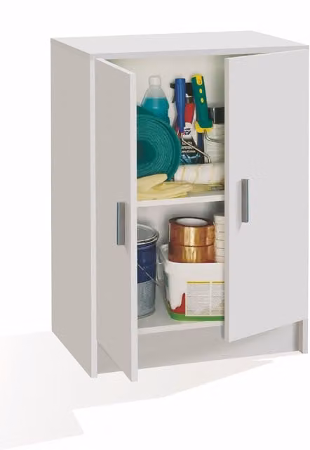 Armario multiusos bajo Duehome con 2 puertas y estantes en blanco An/P/Al: 59 x 37 x 80 cm
