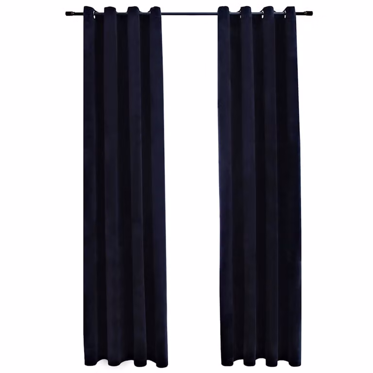 Set de 2 cortinas opacas de terciopelo vidaXL en color negro con anillas, An/Al: 140 x 245 cm