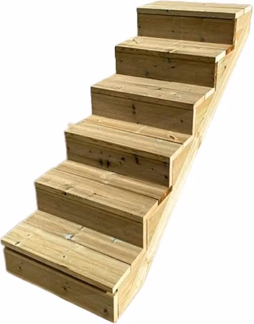 Escalera exterior de madera Vinuovo color marrón para jardín o terraza, 6 peldaños, An/P/Al: 60 x 57,4 x 150 cm