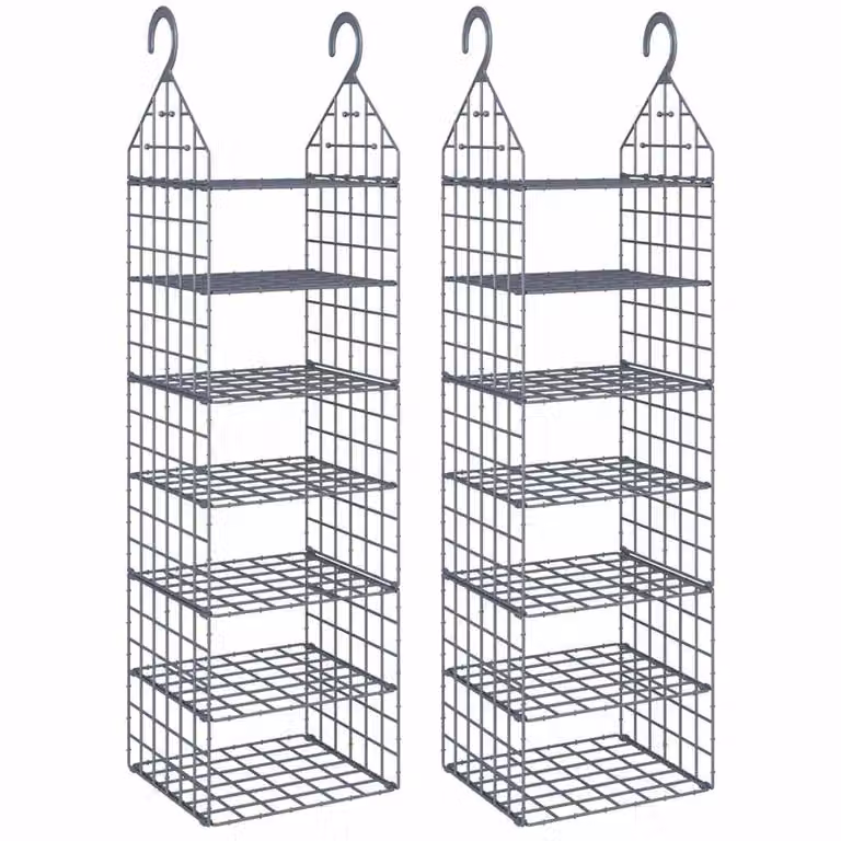 Set de 2 estanterías colgantes para armario vidaXL con 7 estantes en color gris