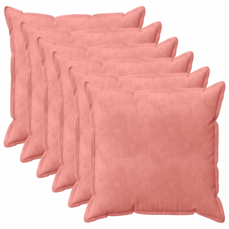 Set de 6 fundas de almohada HOUTEN de vidaXL en terciopelo rosa, An/An/Al: 80 x 80 x 80 cm