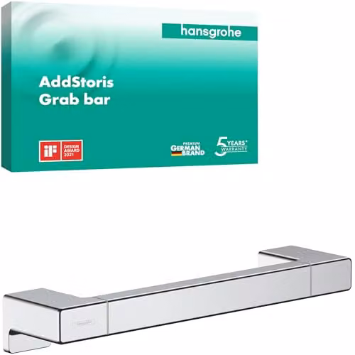 Asidero Hansgrohe AddStoris en cromo y metal para montaje en pared