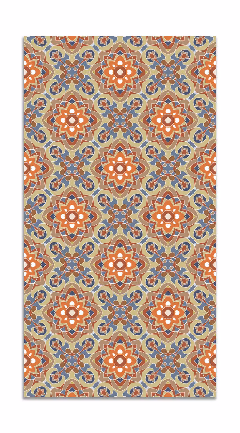 Alfombra vinílica de diseño oriental floreado multicolor An/P: 300 x 200 cm