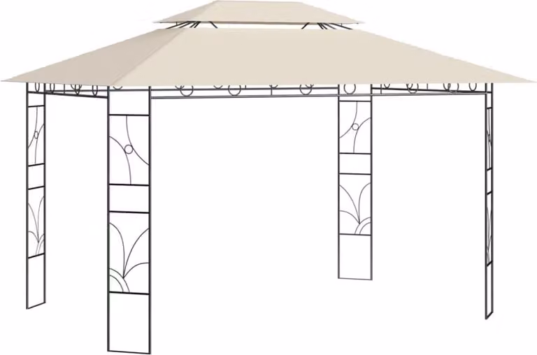 Cenador Syfax color beige de acero y poliéster An/P/Al: 4 x 3 x 2,7 m