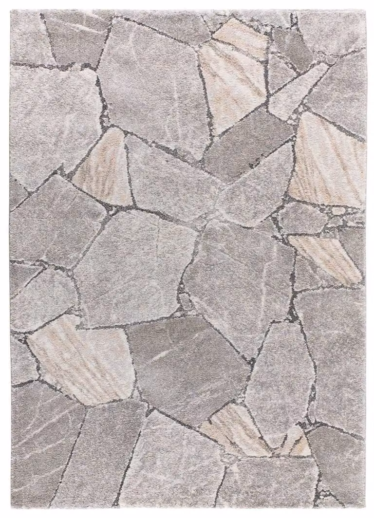Alfombra moderna Atticgo de pelo largo estilo stone look en color gris, An/P: 80 x 150 cm