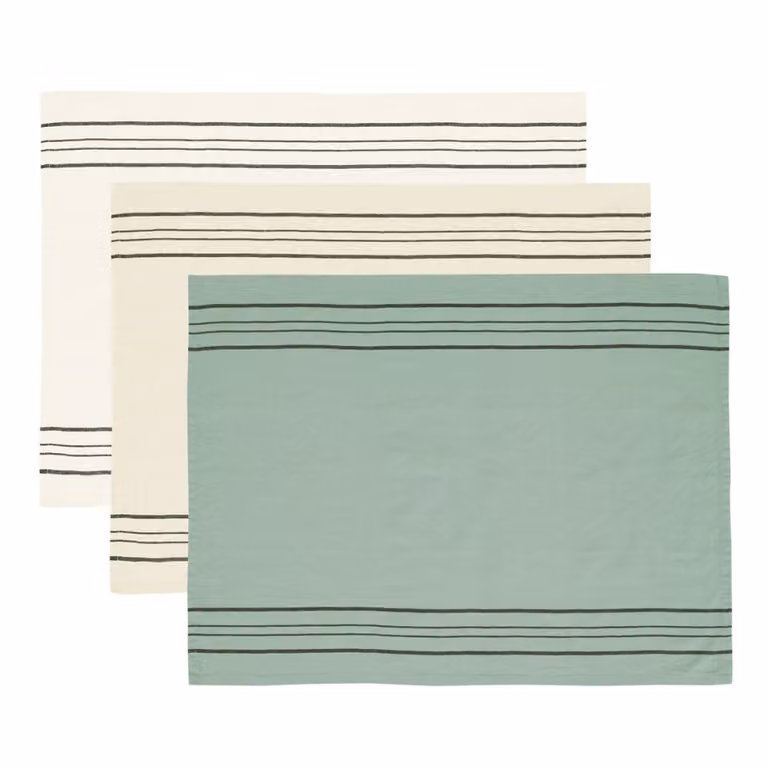 Set de 3 paños de cocina Sensei Maison de algodón y lino en colores verde y beige, An/Al: 50 x 70 cm