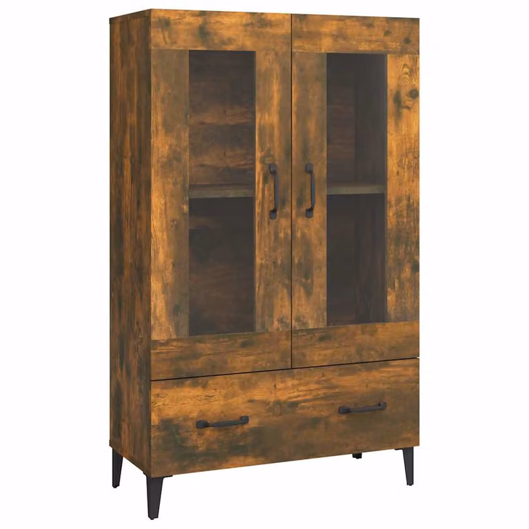 Aparador de madera contrachapada vidaXL en roble ahumado, An: 70 cm, P: 31 cm, Al: 115 cm