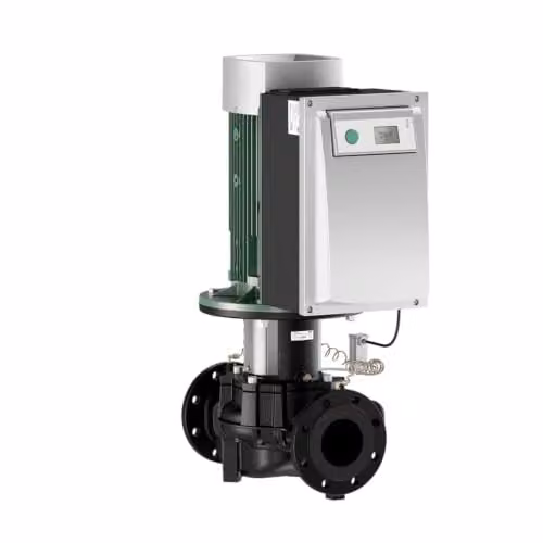 Bomba inline Wilo Stratos Giga 100/3-45/22 trifásica de 22 kW para instalaciones DN100 PN16 en color gris y acero inoxidable