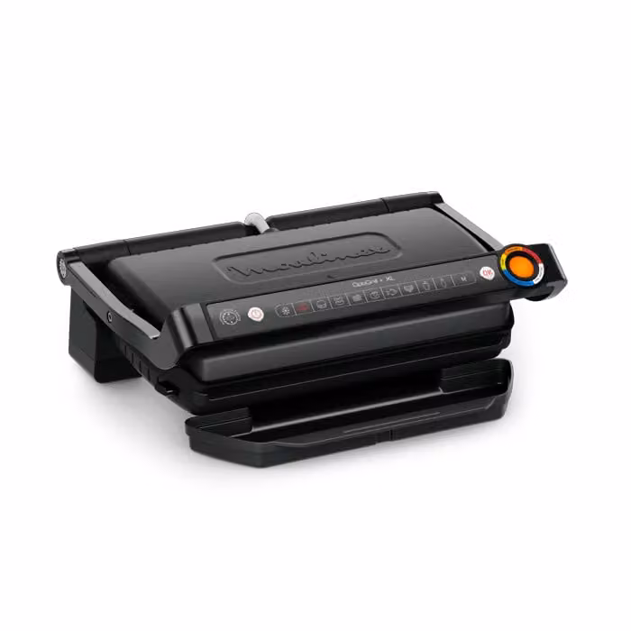 Parrilla eléctrica inteligente Moulinex OptiGrill+ XL negra con placas de plástico antiadherentes