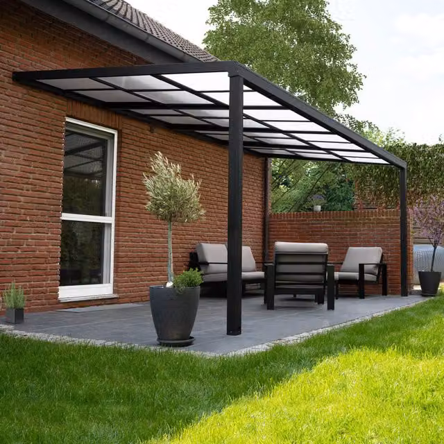 Cubierta de terraza Solis Deluxe de Home Deluxe en aluminio color gris An/P/Al: 290 x 295 x 233 cm