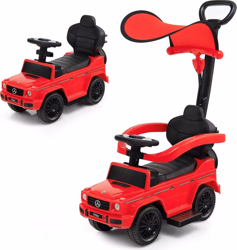 Coche eléctrico de paseo Mercedes para niños Northix con toldo y luces, color rojo