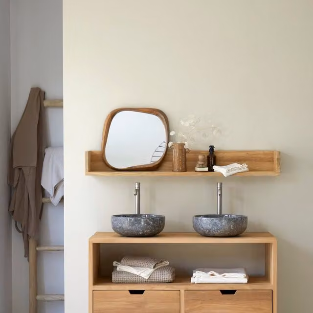Estantería de pared para baño Tikamoon Arty de madera de teca maciza An/P/Al: 120 x 20 x 15 cm