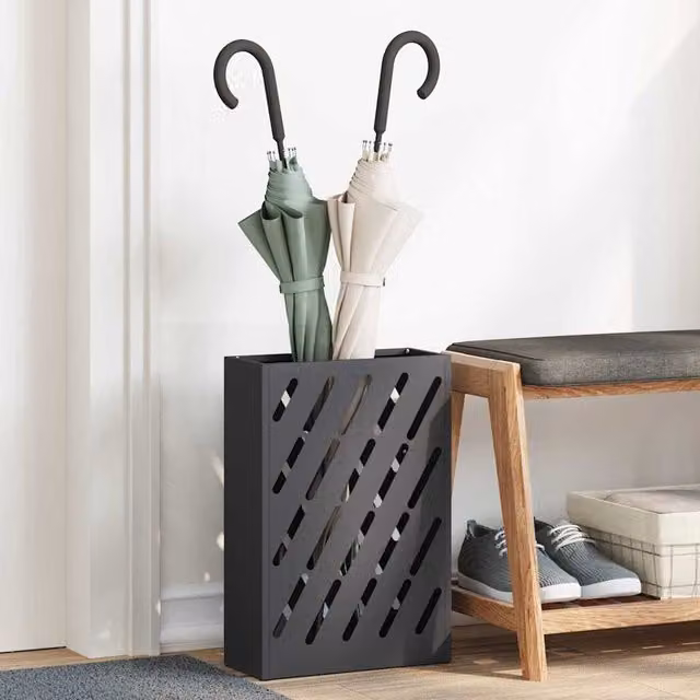 Soporte para paraguas vidaXL de metal negro, An/P/Al: 28 x 12 x 41 cm