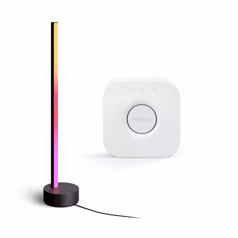 Pack Philips Hue Signe Gradient: Lámpara de mesa LED multicolor con Bridge y control remoto en color negro