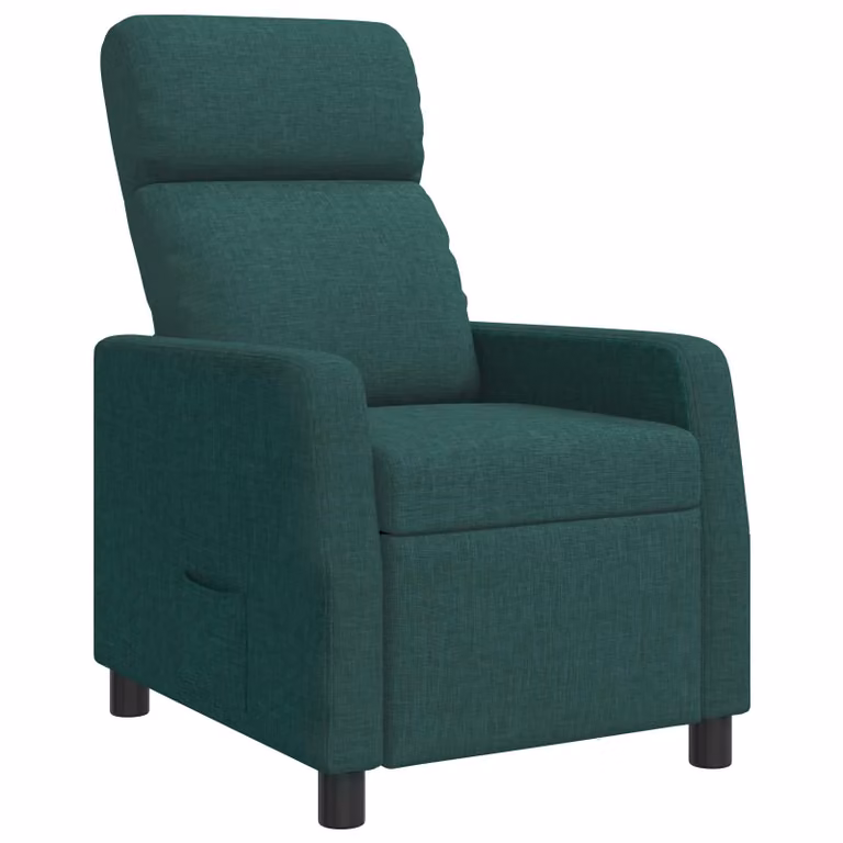 Sillón reclinable relax vidaXL en color verde oscuro con tapicería de tela y estructura mixta de madera y metal