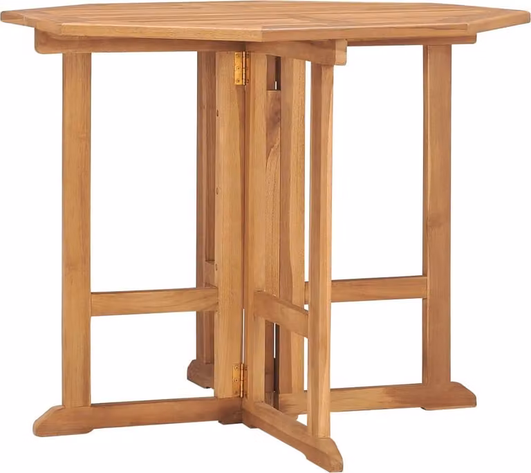 Mesa de comedor plegable Syfax de madera de teca para jardín, marrón, An/P/Al: 90 x 90 x 75 cm