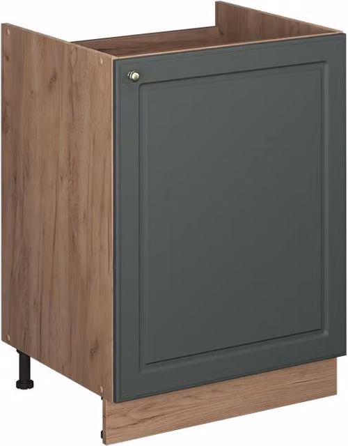 Mueble bajo para fregadero Vicco Fame-Line estilo casa de campo en verde dorado y roble, An/P/Al: 60 x 51,6 x 82 cm