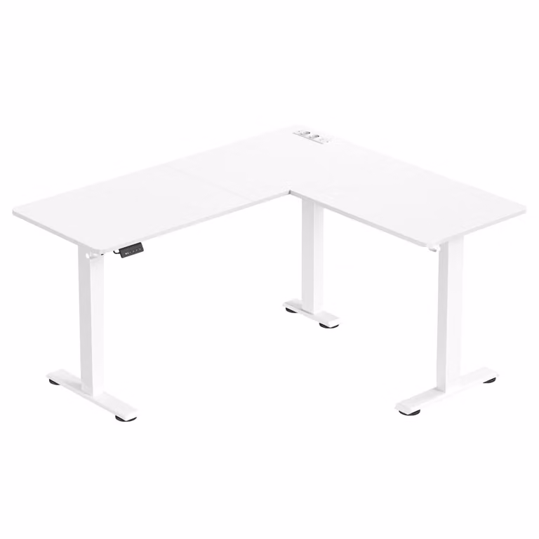 Escritorio de esquina eléctrico regulable en altura Vasagle en color blanco con superficie de MDF laminado para oficina en casa An/P/Al: 160 x 140 x 120 cm