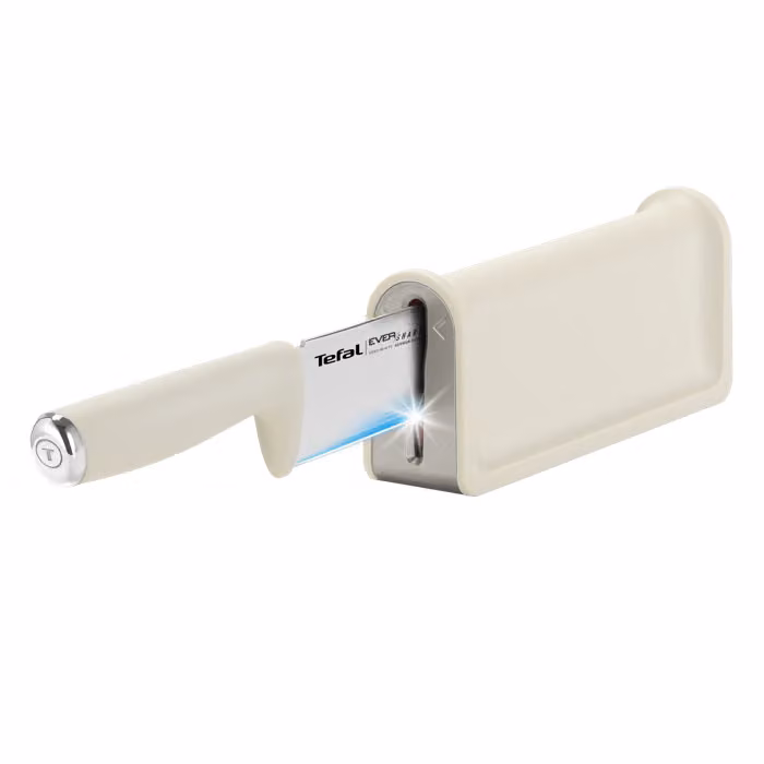 Cuchillo de chef Tefal EverSharp Daily de 16,5 cm con afilador integrado en color blanco