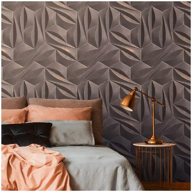 Fotomural de papel pintado vinílico e-Delux GmbH con diseño abstracto moderno en acabado mate, colores gris, bronce y beige, An x Al: 1,59 x 2,8 m