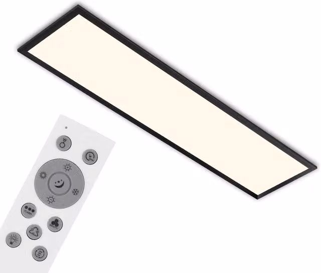 Panel LED de techo Briloner con diseño ultraplano, color negro, tecnología RGBW, CCT y control remoto con atenuación progresiva