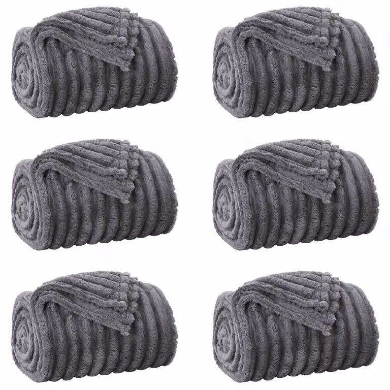 Pack de 6 mantas de sofá vidaXL de lana y vellón, color gris, An/P: 200 x 150 cm