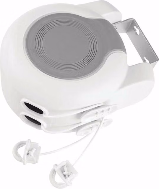 Tendedero Retráctil de Pared Tigrezy con Doble Cuerda de 15 m, Blanco, de Plástico y Metal para Interior y Exterior