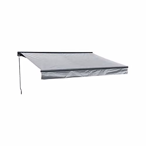 Toldo semi-cassette Happy Garden en color gris con estructura de acero y tejido de poliéster UPF 50+ An/P/Al: 295 x 250 cm