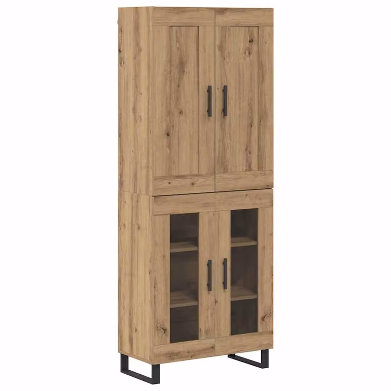 Set de 2 aparadores altos vidaXL de estilo moderno en color roble y negro, An/P/Al: 69,5 x 34 x 180 cm