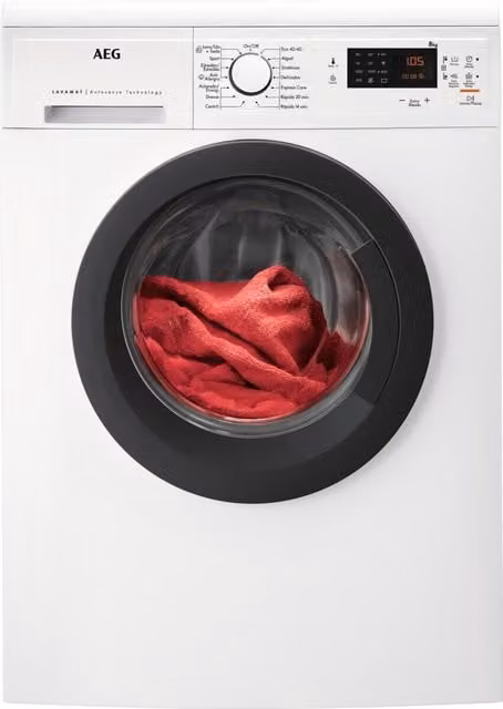 Lavadora de carga frontal AEG LFA5I82RE de 8 kg, 1200 rpm, clase A, color blanco