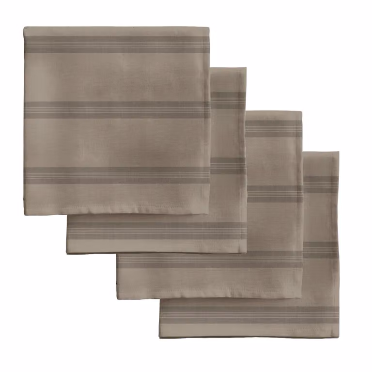Pack de 4 servilletas de algodón con diseño de rayas de Muare Home en color marrón, 43 x 43 cm