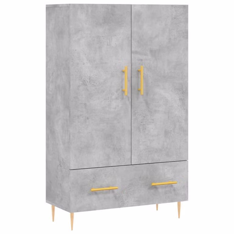 Aparador alto moderno vidaXL en gris hormigón con puertas batientes y estantes internos, An/P/Al: 69,5 x 31 x 115 cm