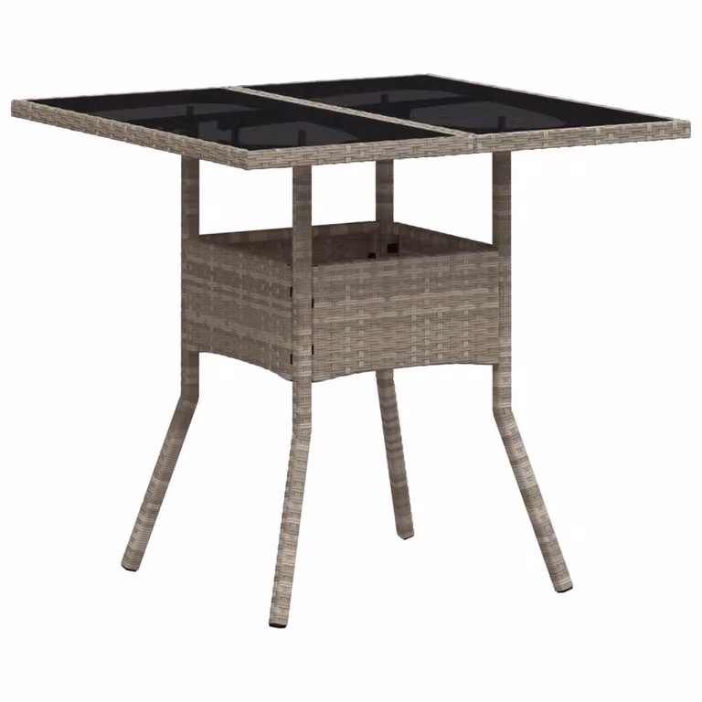 Mesa de jardín Syfax de ratán y vidrio gris An/P/Al: 80 x 80 x 75 cm