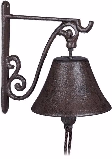 Lote de 4 campanas de puerta rústicas de hierro fundido Relaxdays en color marrón para montaje en pared