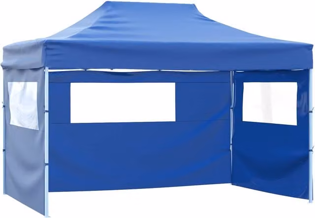 Carpa de fiesta SYFAX en azul y blanco con estructura de acero, An/P/Al: 291 x 431 x 315 cm