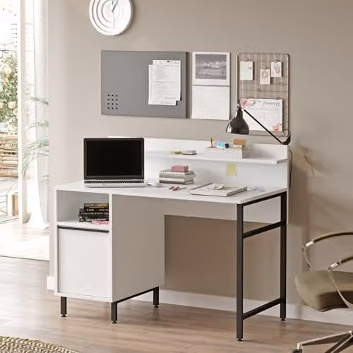 Escritorio Fajaarire en.casa color blanco con estante y compartimentos An/P/Al: 120 x 60 x 100 cm