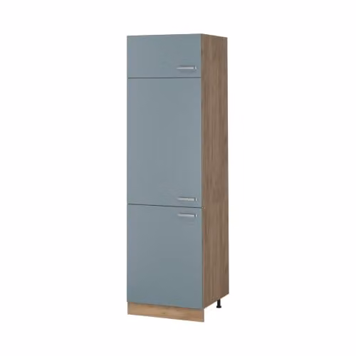 Armario alto de cocina Vicco R-Line en gris azulado y roble dorado, An/P/Al: 60 x 57,2 x 206,8 cm