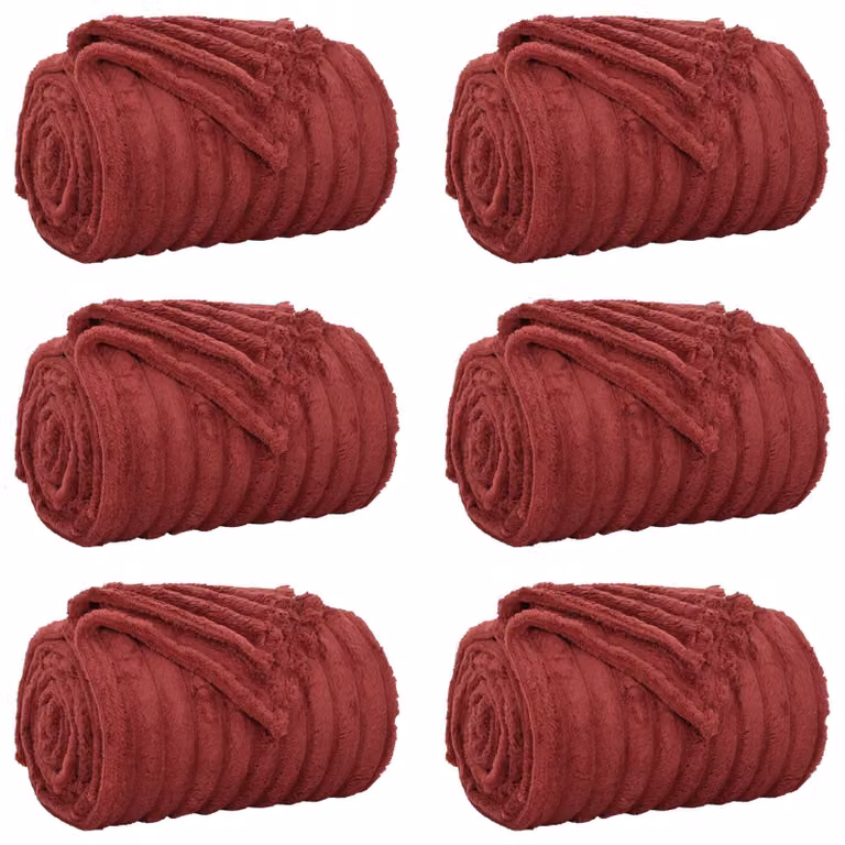 Pack de 6 mantas de sofá vidaXL de lana y forro polar, color rojo, An x P: 270 x 240 cm