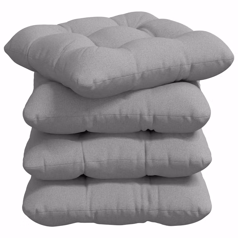Set de 4 cojines para asiento vidaXL en tela gris, An/An/Al: 45 x 45 x 12 cm