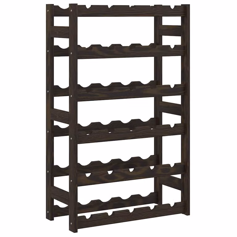 Botellero de pared vidaXL para 30 botellas de madera maciza de pino en color negro mate