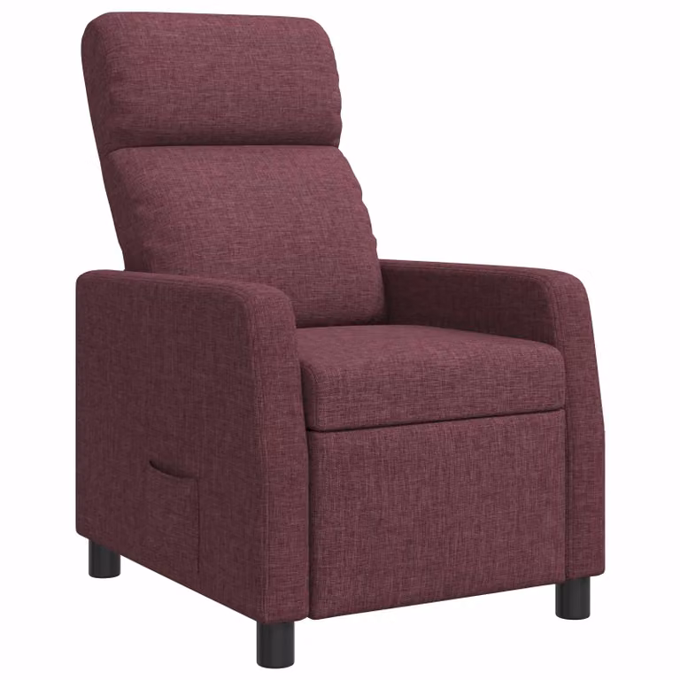 Sillón reclinable relax vidaXL en color morado con tapicería de tela y estructura mixta de metal y madera