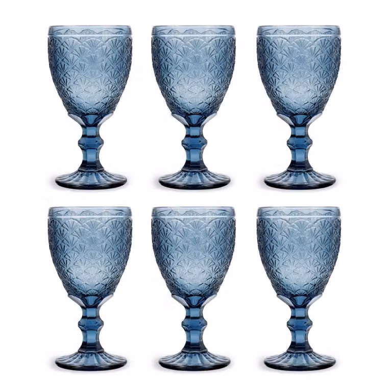 Set de 6 copas de vino Bidasoa Blue Moon en vidrio azul de 300 ml