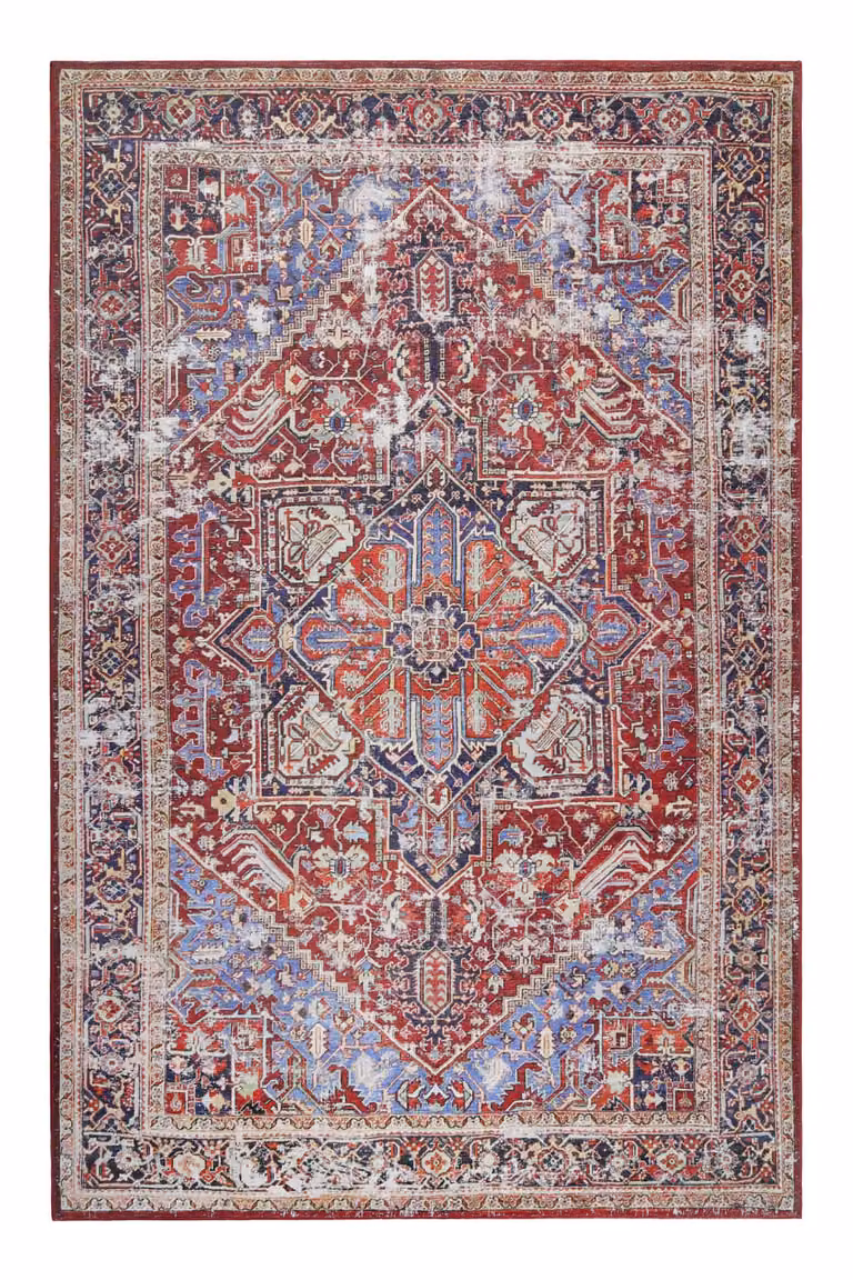 Alfombra de pelo corto Homie Living con diseño vintage oriental en multicolor rojo, An: 120 cm, Al: 170 cm