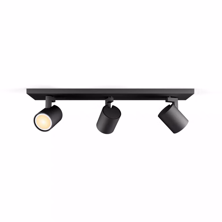 Set de tres lámparas Philips Hue White Ambiance LED de color negro con controlador incluido y tecnología Bluetooth