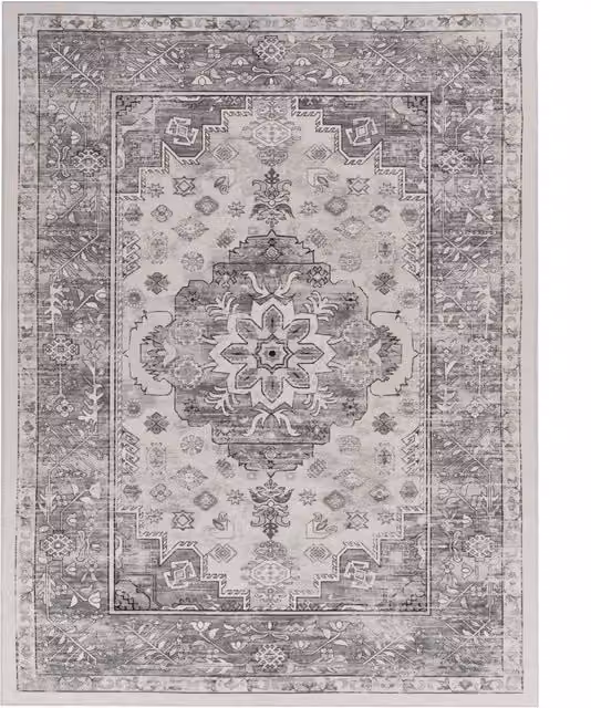 Alfombra lavable Sami gris de estilo oriental y moderno, An/P: 240 x 340 cm