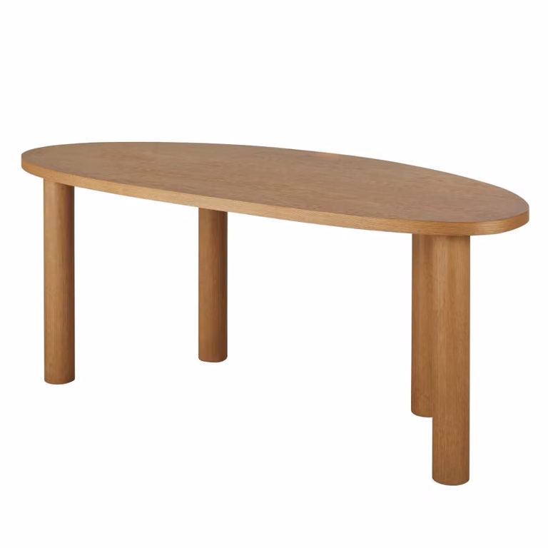 Escritorio profesional moderno de Maisons du Monde en madera y MDF con acabado de roble en tonos beige y marrón, An: 180 cm, Al: 71,4 cm, P: 3,6 cm