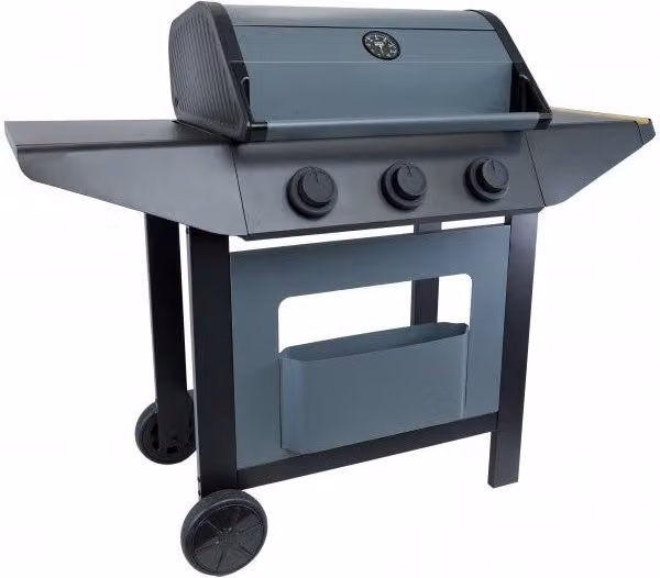 Barbacoa de gas Cook'in Garden BURN 3B con 3 quemadores, parrilla, plancha, termómetro y ruedas en acero esmaltado