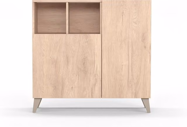 Mueble zapatero Oslo de HERDASA en color roble claro arena con patas de haya y estilo escandinavo An/P/Al: 90 x 26 x 87 cm