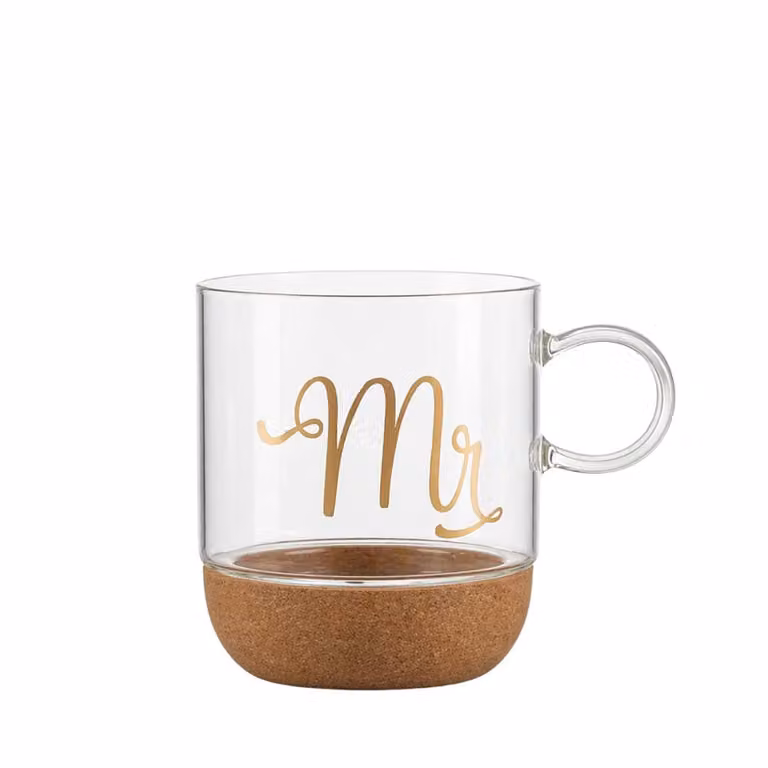 Mug de vidrio transparente con fondo de corcho Aulica de 400 ml